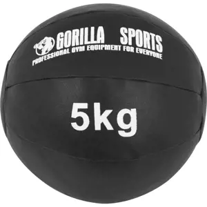 Gorilla Sports Kožený medicinbal, 5 kg, černý