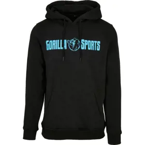 Gorilla Sports Mikina s kapucí, černá/neonově tyrkysová, 2XL