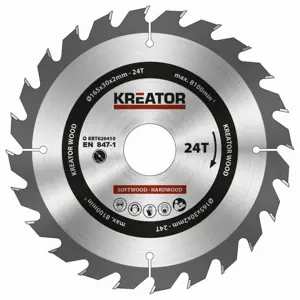 KREATOR KRT020411 Pilový kotouč na dřevo 165mm, 48T