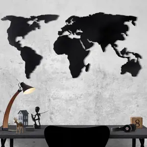 Produkt Mapa světa na zeď, 60 x 120 cm, černý kov
