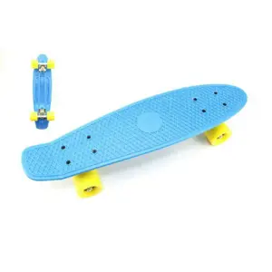 Produkt Skateboard - pennyboard 60cm nosnost 90kg, kovové osy, modrá barva, žlutá kola