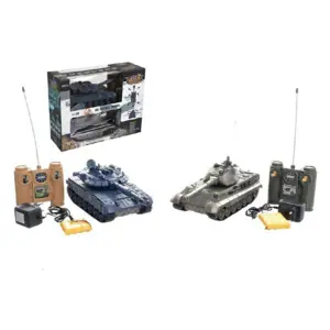 Teddies 58805 Tank RC 2ks 36cm+dobíjecí pack tanková bitva se zvukem se světlem v krabici