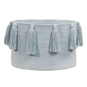 lovel.cz Bavlněný košík Tassels Soft Blue